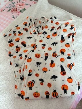 Halloween Pumpkin & Black Cat soft pajama pants
